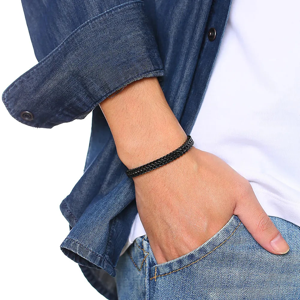 Bracelets à chaîne Double couche pour hommes, bijoux Punk en acier inoxydable, Antique, accessoire Pulseira en queue de renard. Sa discrétion vous rend plus sophistiqué!